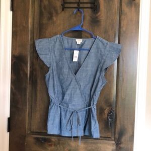 J by J.Crew chambray faux wrap top, size 6